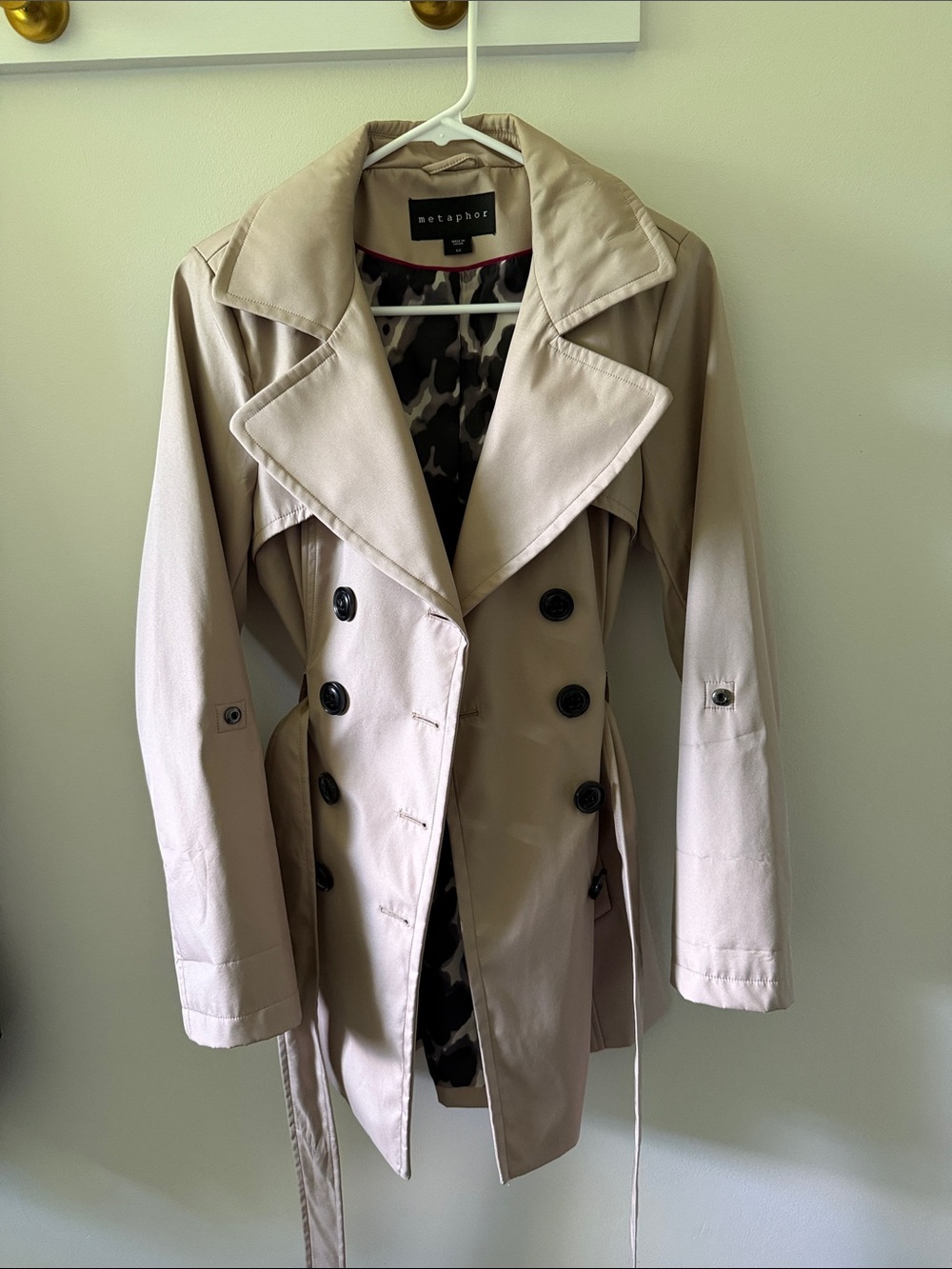 Metaphor Women's Light Tan Double-Breasted Trench Coat